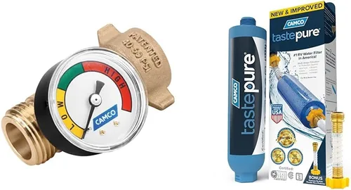 Vista 10 de Camco Tastepure - Filtro de agua para autocaravana, filtro de agua avanzado en línea con protector de manguera flexible, filtración GAC y KDF