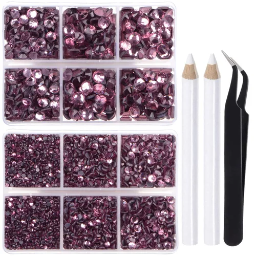 Vista 51 de LPBeads 10000 unidades de diamantes termoadhesivos SS6 amatista con parte trasera plana, gemas de diamantes de imitación de cristal redondas