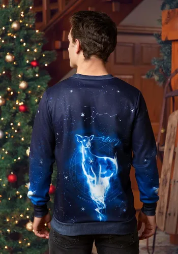 Vista 5 de Fun Costumes Harry Potter Patronus - Suéter feo para adultos, suéter corporeal de hechizo de animales