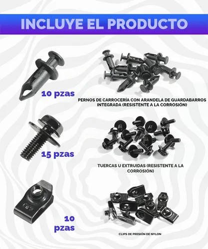 Vista 4 de 35 piezas de kit de protección contra salpicaduras para el motor, remaches de guardabarros, clips de retención de parachoques, remaches