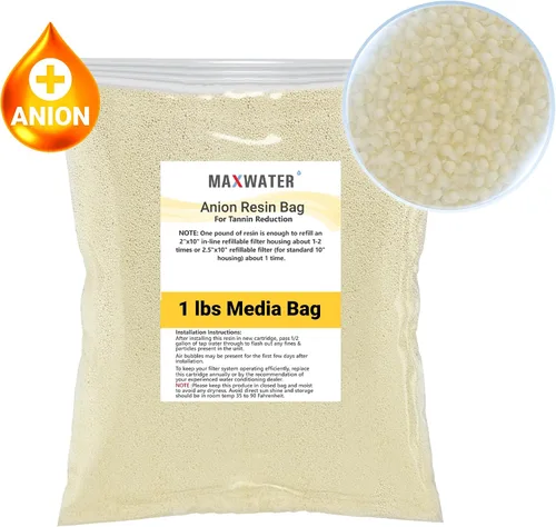 Vista 2 de Resina aniónica de base fuerte para reducción de taninos – Filtro de ósmosis inversa de 1 libra Max Water de ósmosis inversa, compatible con filtros