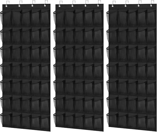 Vista 6 de 3 organizadores de zapatos para colocar sobre la puerta, 35 bolsillos grandes, bolsas de almacenamiento colgantes grandes, estantes de zapatos