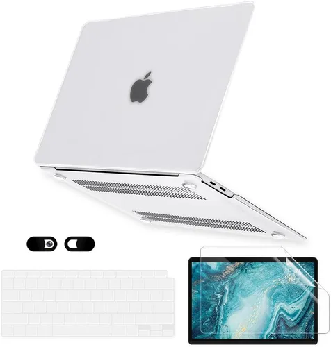 Vista 10 de Funda para MacBook Air de 13 pulgadas A1466 A1369 versión 2010-2017, 5 en 1 carcasa rígida de plástico, funda para teclado, protector de pantalla
