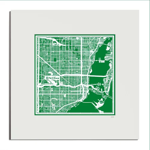 Vista 55 de O3 Design Studio San Diego, CA Paper Cut Map Matted Grey 20x20 in Paper Art
