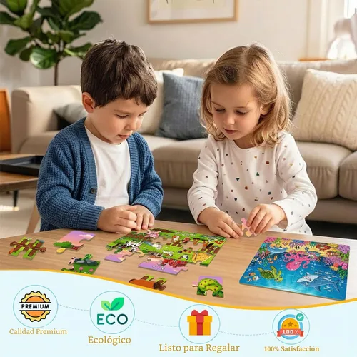Vista 6 de Rompecabezas para niños de 3 a 5 años, juego de 4 paquetes con 24 piezas Mashup de animales