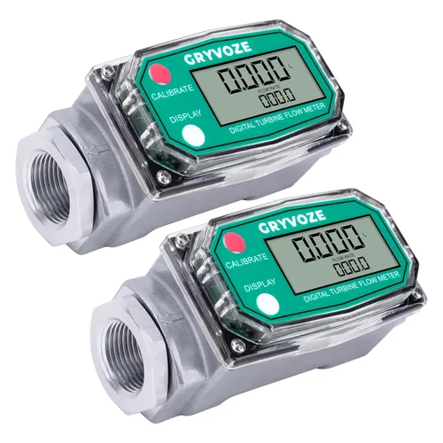 Vista 11 de Medidor de flujo de combustible de turbina digital de 1 pulgada, medidor de flujo de rosca NPT en línea de 2.6-26 GPM con adaptadores de 3/4