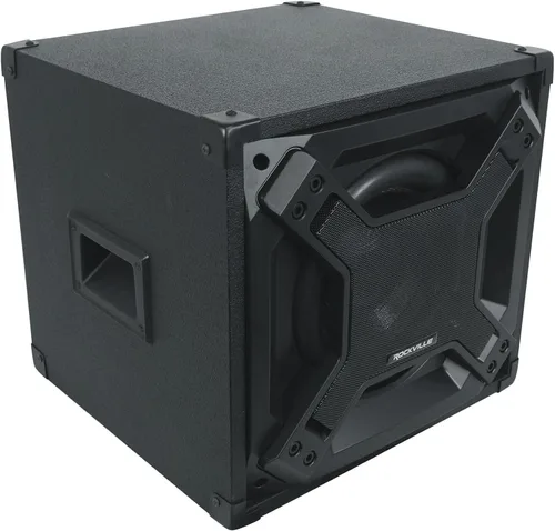 Vista 2 de Rockville BASS Blaster 10 - Subwoofer de cine en casa de 10 pulgadas con alimentación de 750 W, iluminación LED, entradas/salidas RCA, cruce