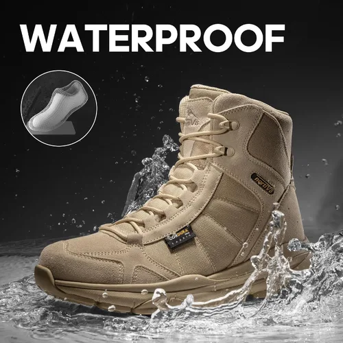 Vista 3 de NORTIV 8 Men's Waterproof Lightweight Military Tactical Work Boots Outdoor Hiking Combat Motorcycle Boots