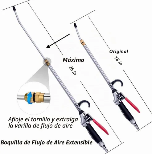 Vista 3 de Pistola de aire potente de alto volumen, boquilla extensible del flujo