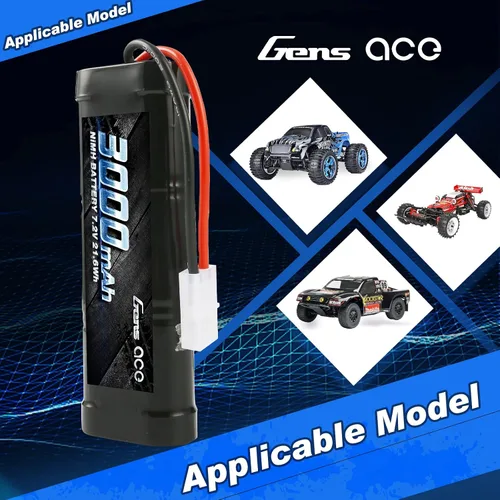 Vista 5 de Gens ace 7.2V 3000mAh NiMH Batería recargable de alta potencia baja autodescarga con Tamiya Plug para RC Cars Truggy Tank Electric RC Monster Truck