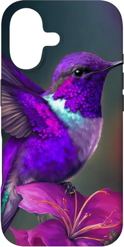Vista 32 de Funda púrpura para iPhone XR para colibrí