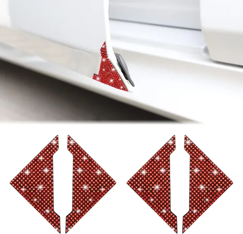 Vista 8 de TOMALL Protectores de borde de esquina de puerta de automóvil, 4 unidades, con diamantes de imitación brillantes, antiarañazos, calcomanía para AB