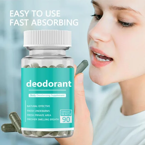 Vista 4 de Suplemento desodorizante corporal, desodorante interno cápsulas de clorofila para hombres y mujeres, suplemento desodorizante de cuerpo completo