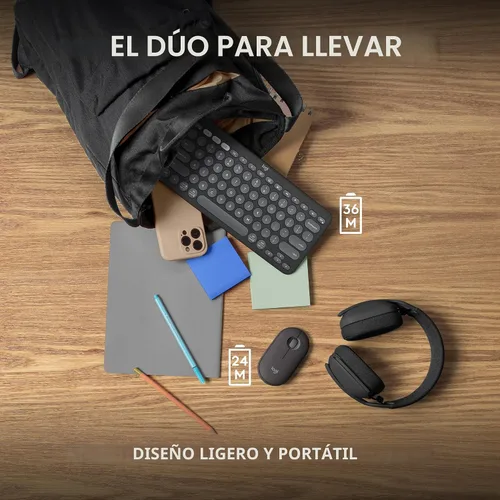 Vista 9 de Logitech Pebble 2 Combo, teclado inalámbrico y mouse, silencioso y portátil, personalizable, Logi Bolt, Bluetooth, fácil cambio entre dispositivos