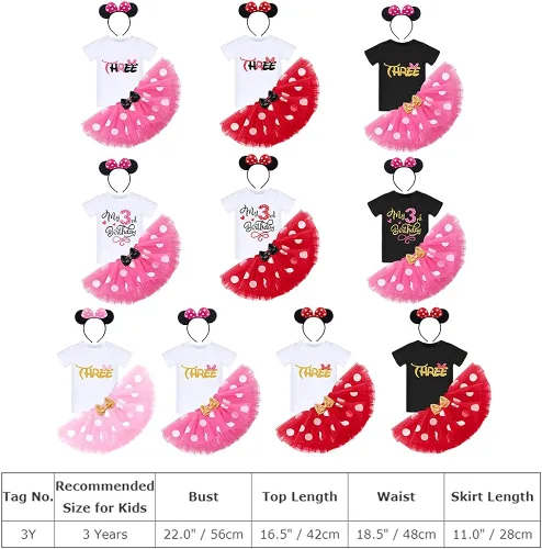Vista 7 de Conjunto de falda de princesa con diseño de lunares para bebé para el primer cumpleaños de niñas