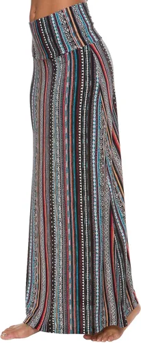 Vista 5 de EXCHIC - Falda larga con estampadosólida de estilo bohemio y cintura elástica