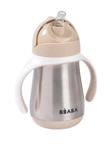 Vista 11 de BEABA - Vaso para sorber con popote de acero inoxidable, vasos aislados a prueba de derrames con asas extraíbles, fabricado con acero inoxidable