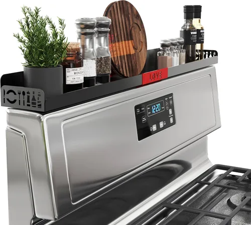 Vista 10 de STUTOV Estante superior magnético para estufa de 30 pulgadas, estante de especias negro y organizador de condimentos, estante de cocina magnético