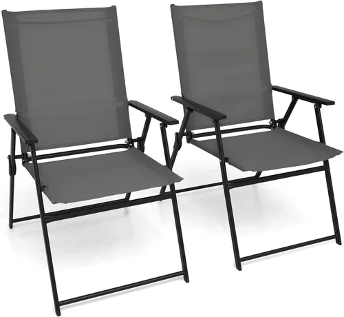 Vista 11 de Anmutig 2 sillas plegables rojas para patio al aire libre con respaldo alto, reposabrazos ligeros