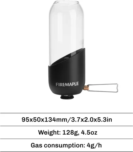 Vista 2 de Fire-Maple Farol naranja para acampar de vidrio, acero y aluminio Recipiente de combustible de propano o isobutano hermosas luces No necesita