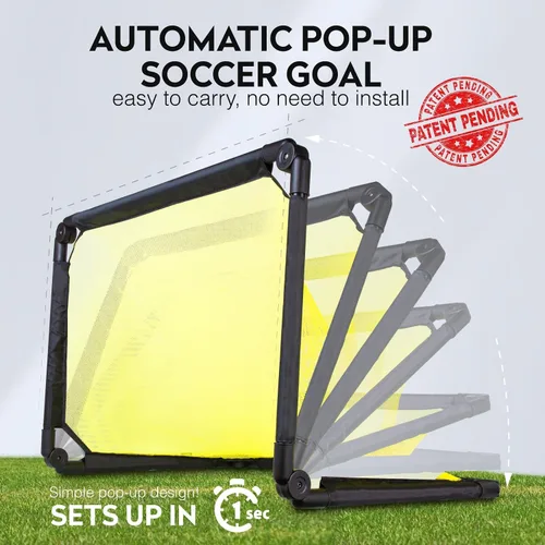 Vista 2 de Portería de fútbol configurada en 1 segundo: desplegable, portátil y ligera, redes de fútbol plegables de 36 × 24 para niños y jóvenes
