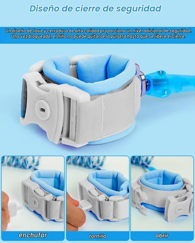 Vista 3 de Dr.meter Correa para niños pequeños, reflectante, antipérdida, con llave y Azul