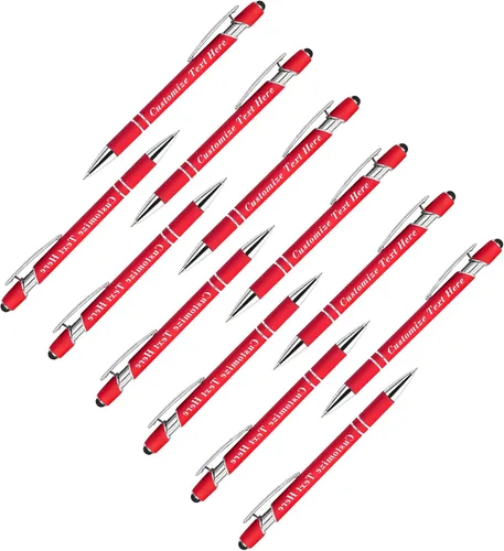 Vista 124 de Bolígrafos personalizados a granel con punta de lápiz capacitivo, 12 bolígrafos personalizados con logotipo de mensaje con nombre, bolígrafos