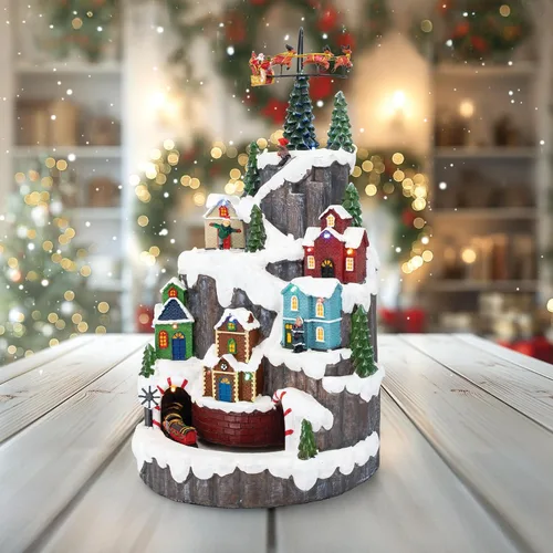 Vista 14 de Pueblo Navideño Animado de Santa en Fuga Accesorios de Casa Navideña Colección Figuritas para Decoraciones y Regalo Movimiento y Sonido