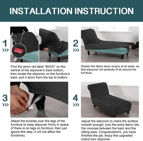 Vista 7 de FantasDecor Fundas de terciopelo de lujo para sala de estar, funda elástica para tumbona, ultra suave, lavable a máquina, color negro
