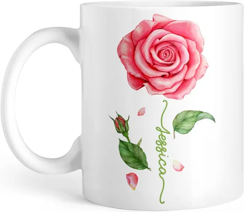 Vista 18 de CUBICER Tazas de café personalizadas, diseño de lirio, nombre personalizado, tazas de cerámica blanca, taza de viaje grande, vaso para beber, Lirio