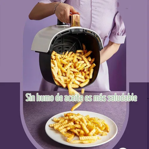 Vista 5 de Freidora de aire, freidora de aire con ventana de visualización y pantalla táctil, sin aceite y más saludable, gran capacidad de 5 l, control Negro