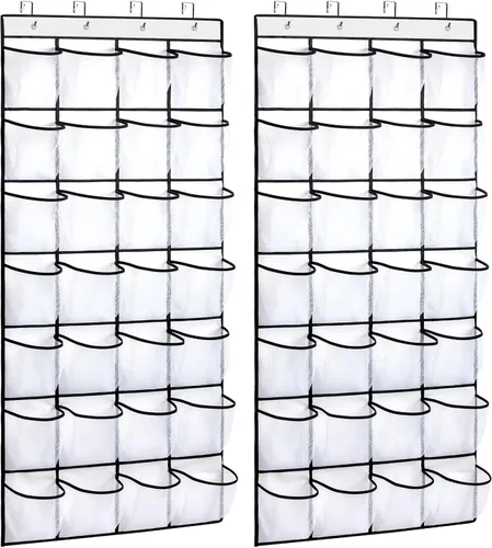 Vista 9 de REGELETO Organizador de zapatos de 10 niveles de gran tamaño para colocar sobre la puerta, zapatero colgante para puerta con bolsillos profundos, se