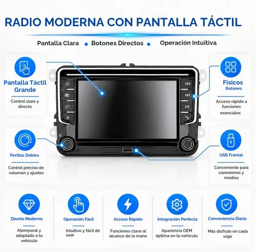 Vista 3 de [Actualización] YZKONG - Estéreo de coche compatible con VW Passat Golf MK5 Jetta Caddy EOS Tiguan con Carplay inalámbrico Android Auto IPS pantalla