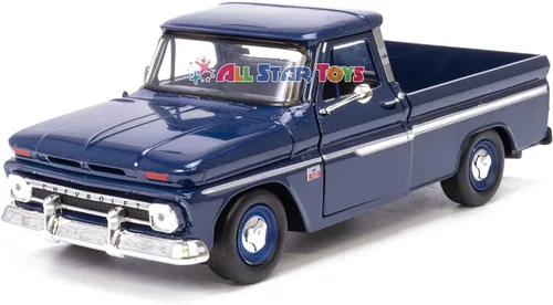 Vista 2 de MotorMax 1966 Chevy C10 Fleetside Pickup Camión de metal fundido a presión escala 1/24, azul oscuro