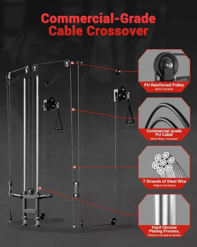 Vista 5 de GarveeLife Power Cage, Multi-Functional Power Racks for Home Gym with Cable Crossover System, 1600 LBS Weight Capacity Fitness Squat Rack for