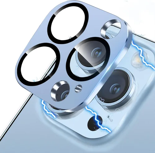 Vista 116 de Protector de Lente de Cámara para iPhone 14 / iPhone 14 Plus Película de Cubierta de Cámara de Metal, Vidrio Templado 9H, Antiarañazos, Compatible