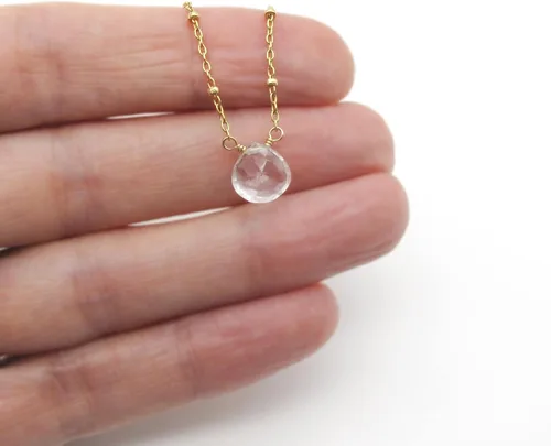 Vista 28 de Collar con colgante de piedra natal con piedra preciosa genuina, relleno de oro de 14 quilates, 18 pulgadas