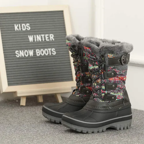 Vista 7 de DREAM PAIRS - Botas de nieve para el invierno, impermeables y con aislamiento para niños
