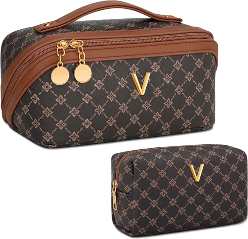 Vista 94 de Regalos de cumpleaños para mujeres y adolescentes, juego de bolsas organizadoras de maquillaje con iniciales personalizadas, bolsa de cosméticos