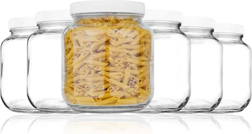Vista 10 de kitchentoolz Tarro de masón de medio galón - Tarro de vidrio de boca ancha de 1/2 galón con tapa - Envases de almacenamiento de vidrio herméticos