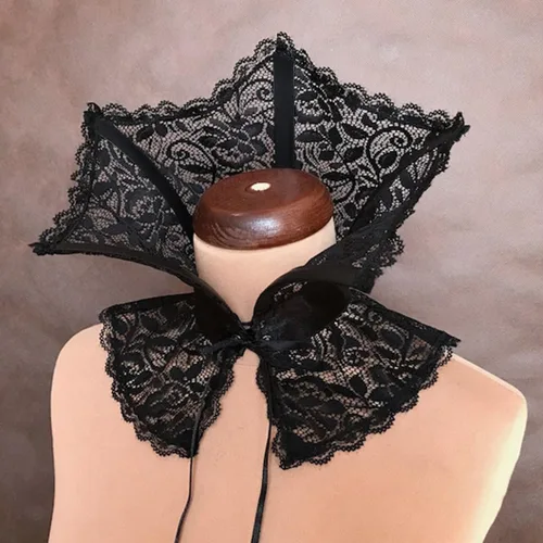 Vista 7 de L'VOW Gargantilla de cuello de pie barroco para mujer, con encaje deshuesado, estilo renacentista, estilo victoriano, accesorios de vampiro