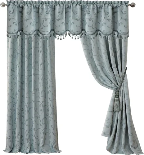 Vista 39 de Elrene Home Fashions Cenefa Opaca Jacquard Scroll Mia, 52" x 19" (1 Cenefa), Dorado