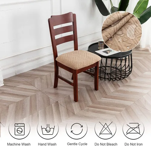 Vista 7 de Genina - Fundas impermeables para asiento de silla de comedor, 4 piezas, fundas elásticas para sillas de comedor, protector de asiento para cocina