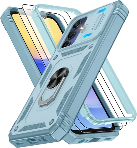 Vista 268 de Gritup Funda para Google Pixel 6 con cubierta deslizante para cámara y protector de pantalla (2 unidades), soporte de anillo giratorio 360°, funda