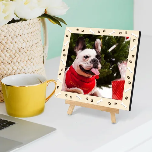 Vista 7 de Marco de fotos de perro personalizado con caballete, regalo conmemorativo personalizado para mascotas para amantes de las mascotas, retrato