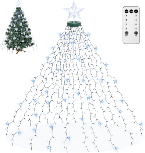 Vista 12 de aneeway 400 luces LED para árbol de Navidad, luces de Navidad con 8 modos de luz y función de memoria, 16 cadenas de luces de 6.6 pies con función