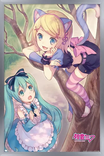 Vista 11 de Trends International Hatsune Miku - Póster de pared de Hatsune y Kagamine Versión enmarcada Barnwood