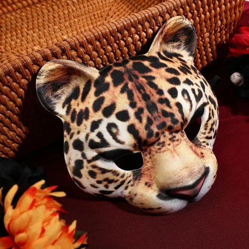 Vista 9 de Amosfun Máscara de leopardo máscara de animal de media cara para adultos