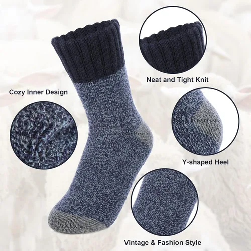 Vista 4 de coclothy Calcetines para mujer, 5 pares de calcetines de invierno para mujer, para clima frío, gruesos y acogedores, calcetines cálidos de punto