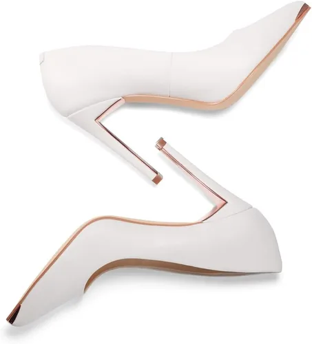 Vista 2 de JENN ARDOR Tacones altos para mujer, zapatos de tacón de aguja sexy con punta puntiaguda, zapatos de oficina de cuero sin cordones de 4 pulgadas